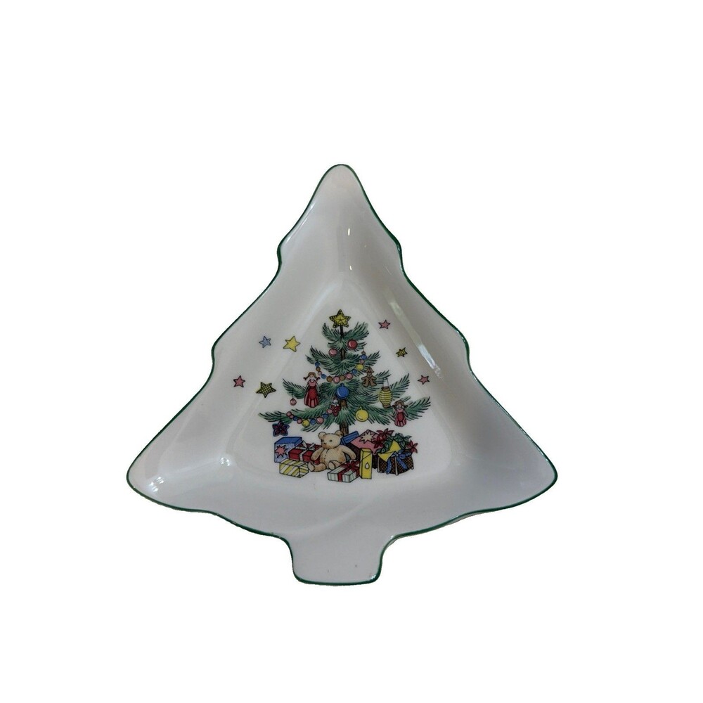 Vintage Nikko Of Japan Christmas Tree Shaped Candy Treat Dish 6.25"x6.75"